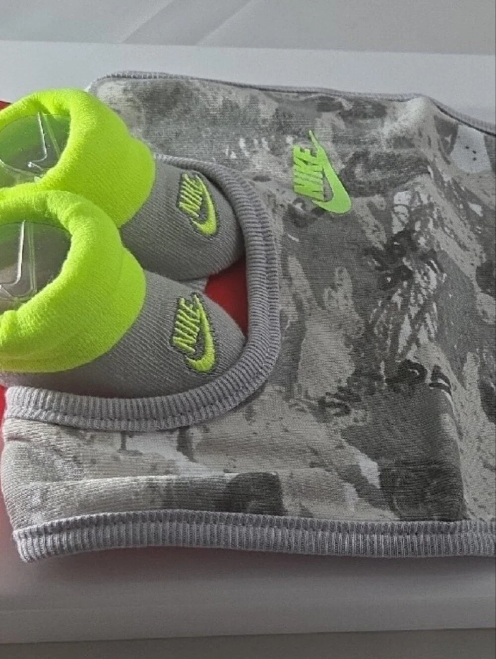 Nike Gray Camo Bib with Neon Green Logo & Booties